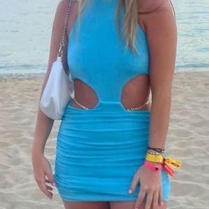 Oh Polly Blue Cut-Out Mini Dress